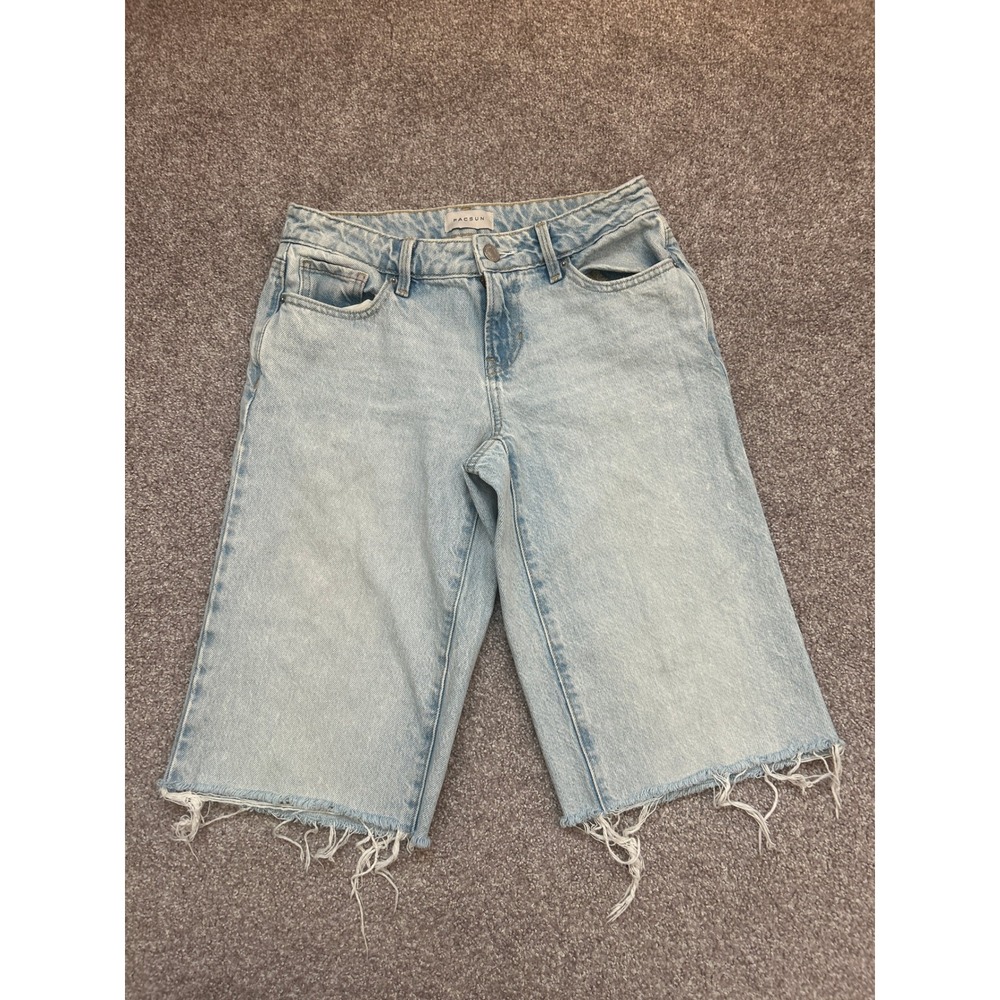 90s PacSun Denim Shorts Women 24 Light Blue Excellent Low Rise Girlfriend Frayed